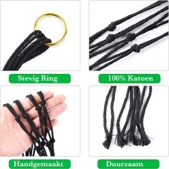 9 Stuks Zwart Macrame Plantenhangers - Boho Handgeweven Katoen Hangpot Voor Binnen/Buiten - Hangende Bloempot Met Kralen - Macramé Touw/Koord Hangplant Houder - Bohemian Wandhanger Decoratie - Plant Hanger - Verticale Tuin Bloempothouder Planthanger -Gardena Winkel 1200x1198 41