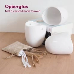 Gadgy Plantenhanger Keramiek - Set Van 3 - Hangpot Van Wit Steen - Hangende Bloempot Plantenpot - Met 3 Verschillende Koorden - 12x11x9.5CM -Gardena Winkel 1200x1199 27