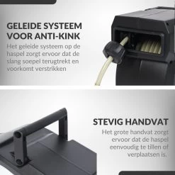 Buxibo - Wandslangenbox 20 Meter + 2 Meter - Tuinslang Met Haspel - 9 Sproei Standen - Slangenhouder 180° Draaibaar - Tuinslanghaspel Zwart+ Gratis Sproeier - Zwart -Gardena Winkel 1200x1200 1025