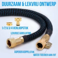 Strex Flexibele Tuinslang 15M Met Sproeikop - Uitrekbaar - Incl. Koppelingen, Ophanghaak & Opbergzak -Gardena Winkel 1200x1200 1399