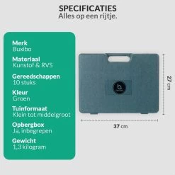 Tuinierset 10 Delig Met Complete Gereedschapskoffer Set Inclusief Tuinschaar, Handschep, Handhark, Plantenspuit, Haakvormige Voegenkrabber, Bloemenschepje, Bloemenschaar, Grasschaar En Heggenschaar -Gardena Winkel 1200x1200 144