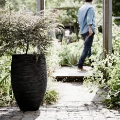 Capi Europe - Vaas Elegant Deluxe Rib NL - 45x72 - Zwart - Voor Binnen En Buiten - KBLR1138 -Gardena Winkel 1200x1200 1810