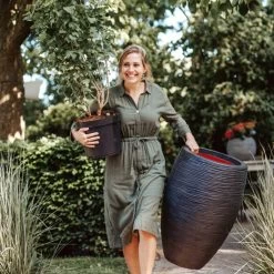 Capi Europe - Vaas Elegant Deluxe Rib NL - 45x72 - Zwart - Voor Binnen En Buiten - KBLR1138 -Gardena Winkel 1200x1200 1814