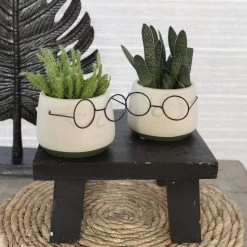 2x Bloempot Met Gezicht - Ø8 X H6,5 Cm - Bloempotten Voor Binnen Met Bril/Face/Hoofd -Gardena Winkel 1200x1200 1907