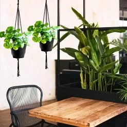 9 Stuks Zwart Macrame Plantenhangers - Boho Handgeweven Katoen Hangpot Voor Binnen/Buiten - Hangende Bloempot Met Kralen - Macramé Touw/Koord Hangplant Houder - Bohemian Wandhanger Decoratie - Plant Hanger - Verticale Tuin Bloempothouder Planthanger -Gardena Winkel 1200x1200 1933