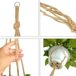 9 Stuks Jute Macrame Plantenhangers - Boho Handgeweven Katoen Hangpot Voor Binnen/Buiten - Hangende Bloempot Met Kralen - Macramé Touw/Koord Hangplant Houder - Bohemian Wandhanger Decoratie - Plant Hanger - Verticale Tuin Bloempothouder Planthanger -Gardena Winkel 1200x1200 1976