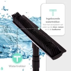CLEANLY® Rubberen Bezem Met Vloerwisser - Kappersbezem - Zachte Bezem Binnen & Buiten - Vloertrekker Met Steel - 68-150 Cm -Gardena Winkel 1200x1200 2
