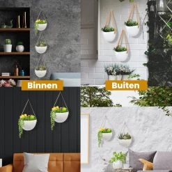 Plantenhanger Keramiek – Set Van 3 – Wit Steen- Hangpot – Hangende Bloempot Plantenpot - 3 Verschillende Koorden - 18 X 11 X 7 Cm -Gardena Winkel 1200x1200 2008