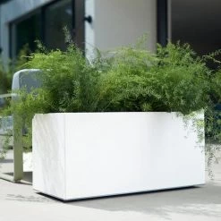 Elho Vivo Matt Finish Lang Wielen 90 - Grote Staande Plantenbak Voor Binnen & Buiten - Gemaakt Van Gereycled Plastic - L 39 X W 88 X H 41 Cm - Wit -Gardena Winkel 1200x1200 2036