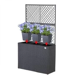 Casaria Polyrattan Plantenbak - Met Klimoprek - 3 Bakken Zwart -Gardena Winkel 1200x1200 2039