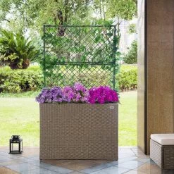Casaria Polyrattan Bloembak – 3 Bakken Klimophek - Crème -Gardena Winkel 1200x1200 2048