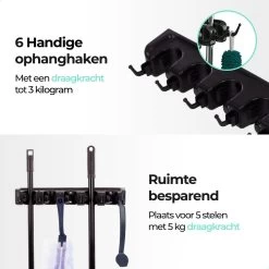 CLEANLY® Bezemhouder - Ophangsysteem Voor Tuingereedschap - Bezem Ophangsysteem - Gereedschapshouder Met Ophanghaken - ABS -Gardena Winkel 1200x1200 209