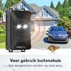 Living Nine Marterverjager - Ongedierteverjager - Muizenverjager & Rattenverjager - Ultrasone & Flitsen - Werkt Op Autoaccu, Batterijen Of Netstroom - Voor Binnen, Buiten En Auto - Marter Verjager - Steenmarter -Gardena Winkel 1200x1200 2094