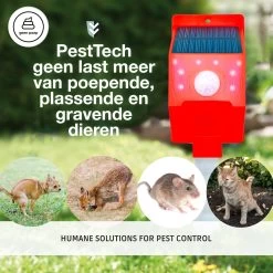 Pest-Tech™ PT-219 | Ultrasone Kattenverjager Op Zonneenergie | Kattenschrik | Marterverjager | Dierenverjager | Kattenafweermiddel | Ongedierte Verjager - Met USB Oplaadkabel -Gardena Winkel 1200x1200 2140