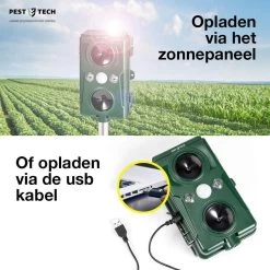 Pest-Tech | Supersonisch Flash Kattenverjager | Met Smart-Modus | Groter Bereik | Betere Frequenties |Kattenschrik | Werkt Op Zonne-energie M/ USB Oplaadkabel -Gardena Winkel 1200x1200 2144