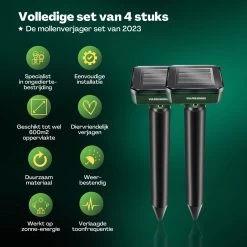 Vulpes Verjager® Mollenverjager - 4 Stuks - Muizenverjager - Mollenbestrijding - Werkt Op Zonne-energie - Waterdicht - Diervriendelijk - Strakke Tuin, Gazon Of Perceel! -Gardena Winkel 1200x1200 2233