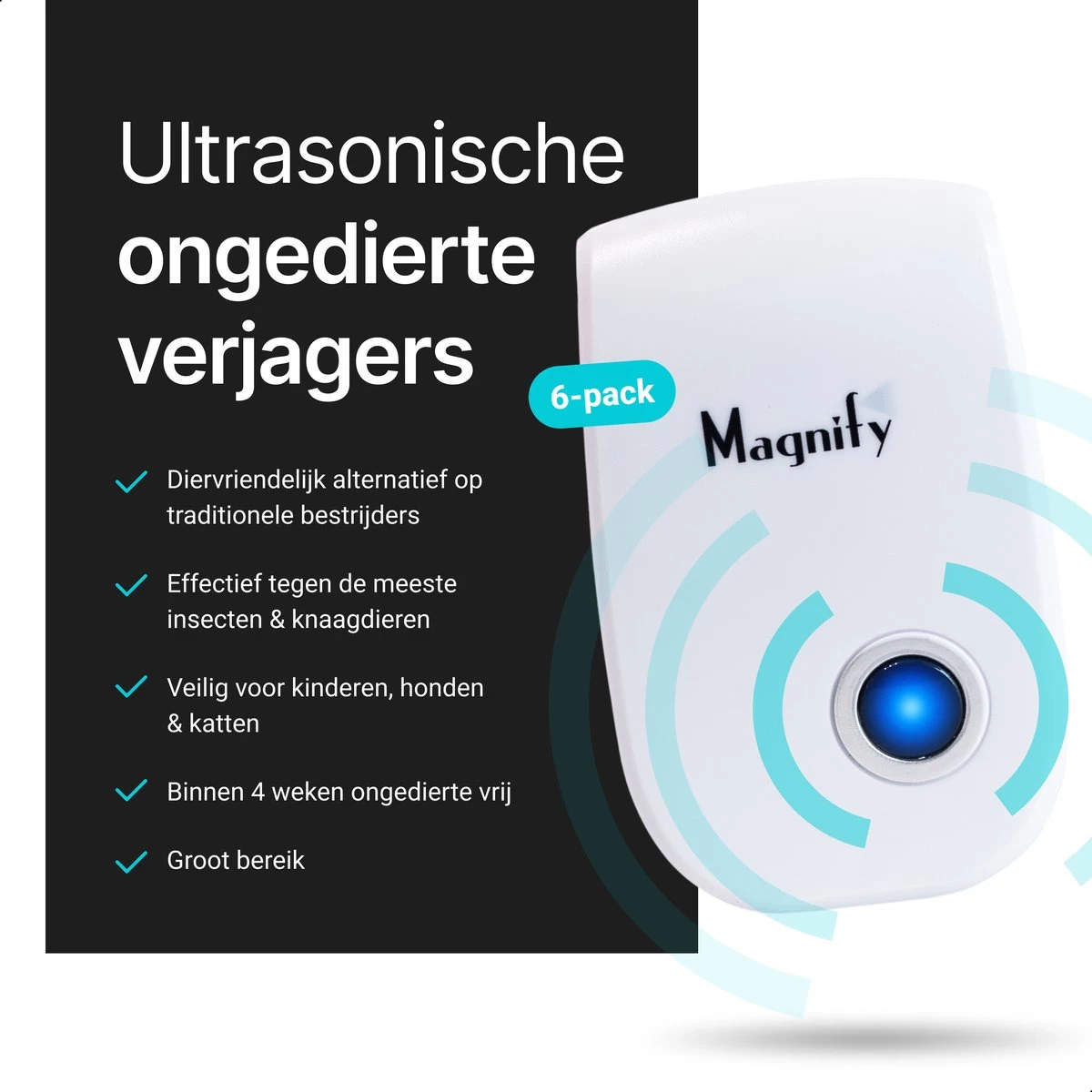 6-Pack Magnify® Ultrasonische Ongedierte Verjager - Muizen Bestrijden - Insecten Bestrijden - Ultrasone Verjager - Pest Repeller - Muizenverjager - 2022 Model 5 6-Pack Magnify® Ultrasonische Ongedierte Verjager - Muizen Bestrijden - Insecten Bestrijden - Ultrasone Verjager - Pest Repeller - Muizenverjager - 2022 Model - Afbeelding 5