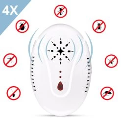 Merkloos GEON Ultrasonic Muizenverjager - 4Stuks - Ongedierte Verjager - Muizenverjager Ultrasone Binnen - 3 Ultrasone Standen Beschikbaar - Muizengif - Muizenvallen Voor Binnen