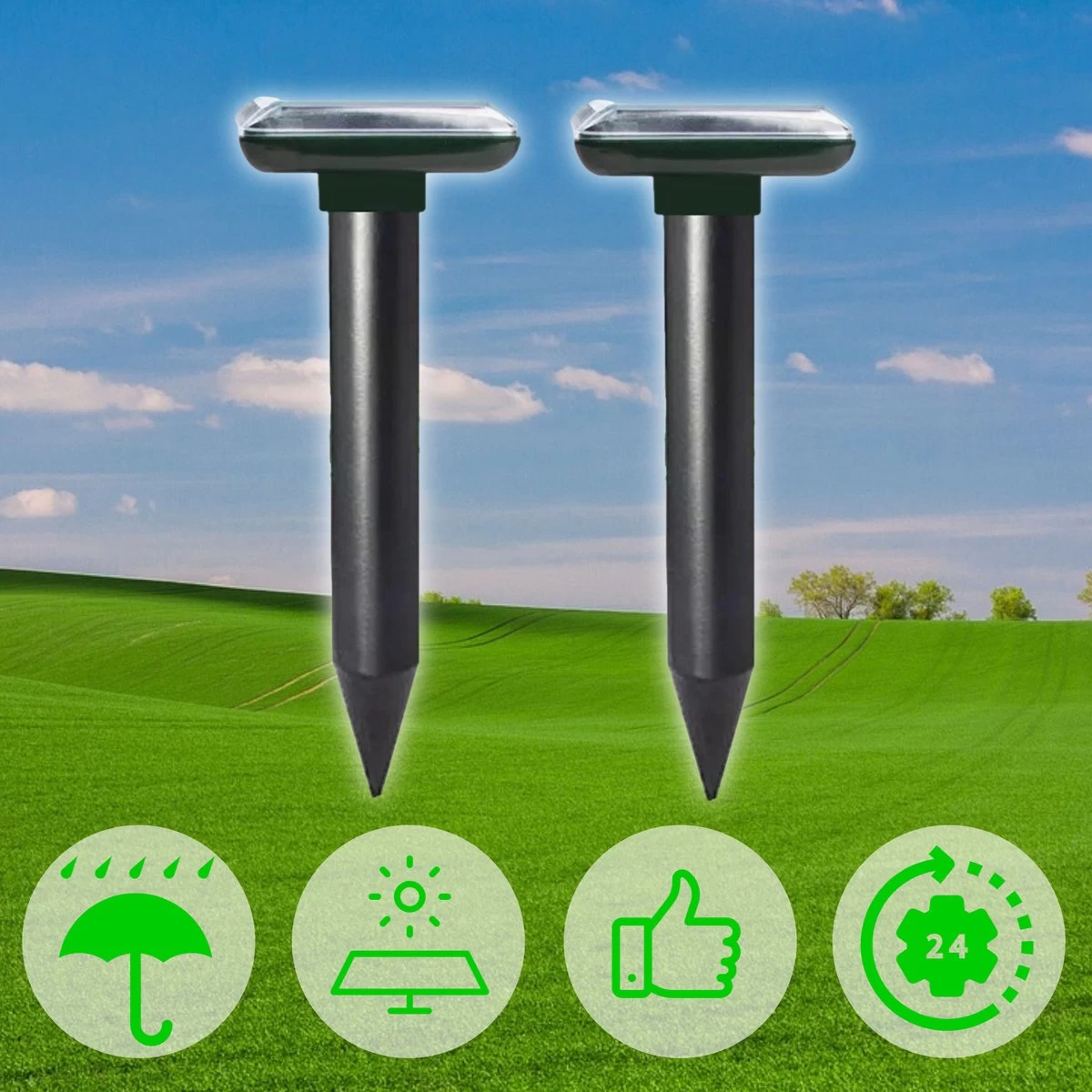 Sedeve Mollenverjager Op Zonne Energie –Mollenverjager – Muizenverjager – Ultrasone-verjager – Bereik Van 150 M2 - Set Van 2 Stuks 2 Sedeve Mollenverjager Op Zonne Energie –Mollenverjager – Muizenverjager – Ultrasone-verjager – Bereik Van 150 M2 - Set Van 2 Stuks - Afbeelding 2