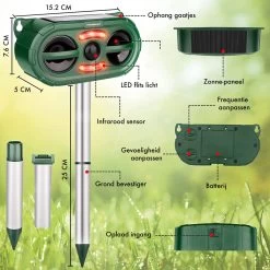 DynaBright - Solar Kattenverjager - Marterverjager - Waterdicht - Honden En Kattenschrik - Muizenverjager - Vogelverjager - Oplaadbare Batterijen - Bewegingssensor - Zonne-energie - USB Lader -Gardena Winkel 1200x1200 2377