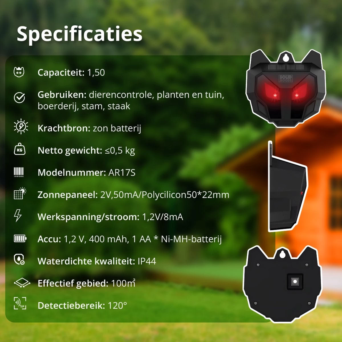 Kattenverjager Buiten – Kattenschrik – Op Zonneenergie – Duivenverjager - Vogels 8 Kattenverjager Buiten – Kattenschrik – Op Zonneenergie – Duivenverjager - Vogels - Afbeelding 8