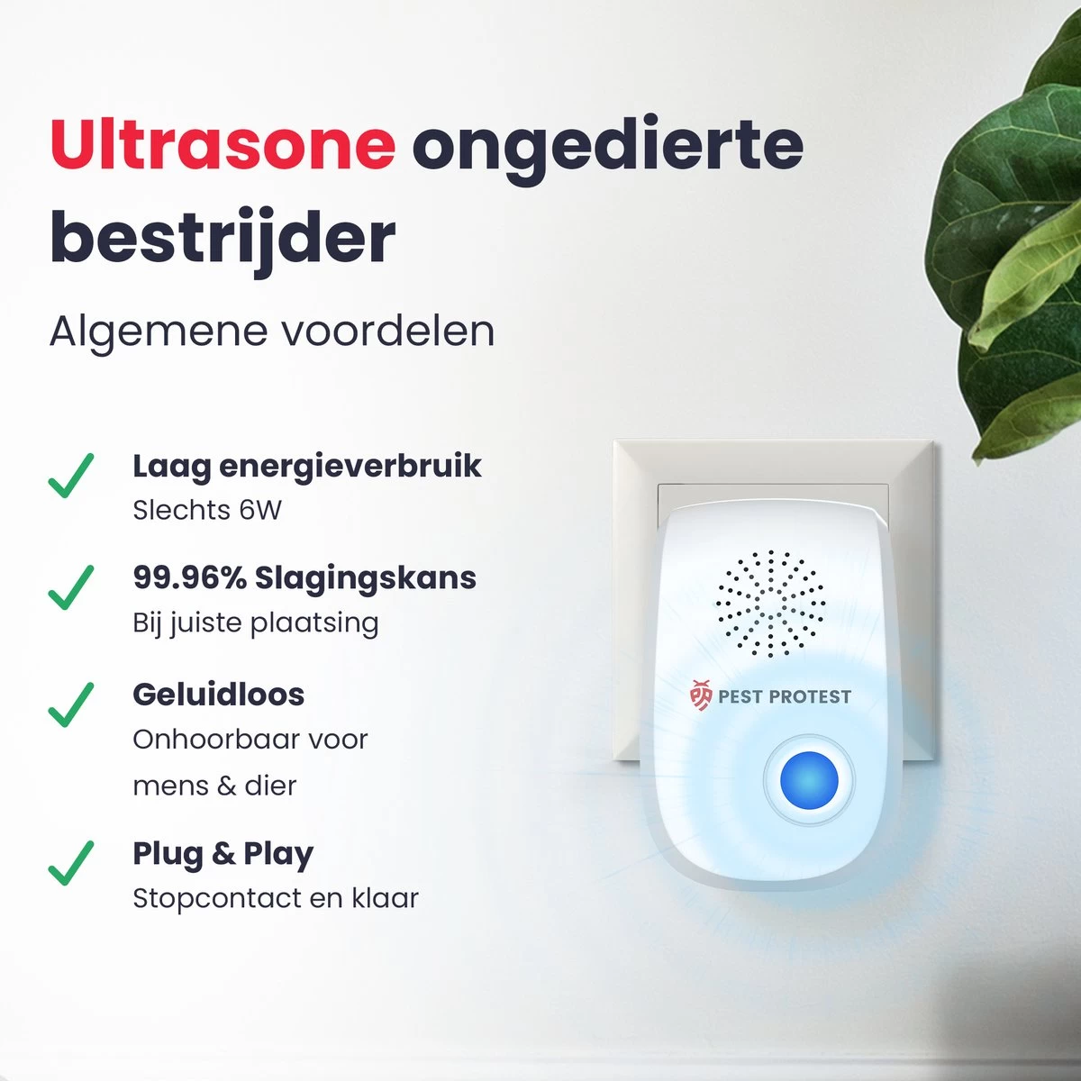 4-Pack Pest Protest® Muizenverjager – Ongedierte Verjager - Repeller Met Ultrasone – Insecten Reject – Diervriendelijk Muizen Bestrijding 3 4-Pack Pest Protest® Muizenverjager – Ongedierte Verjager - Repeller Met Ultrasone – Insecten Reject – Diervriendelijk Muizen Bestrijding - Afbeelding 3