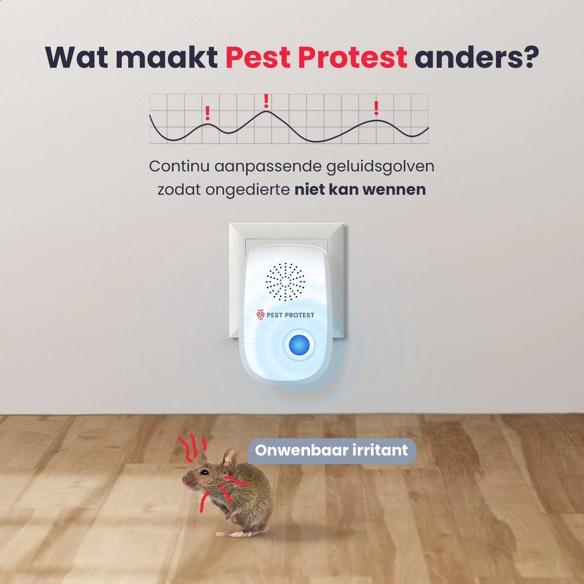 4-Pack Pest Protest® Muizenverjager – Ongedierte Verjager - Repeller Met Ultrasone – Insecten Reject – Diervriendelijk Muizen Bestrijding 8 4-Pack Pest Protest® Muizenverjager – Ongedierte Verjager - Repeller Met Ultrasone – Insecten Reject – Diervriendelijk Muizen Bestrijding - Afbeelding 8