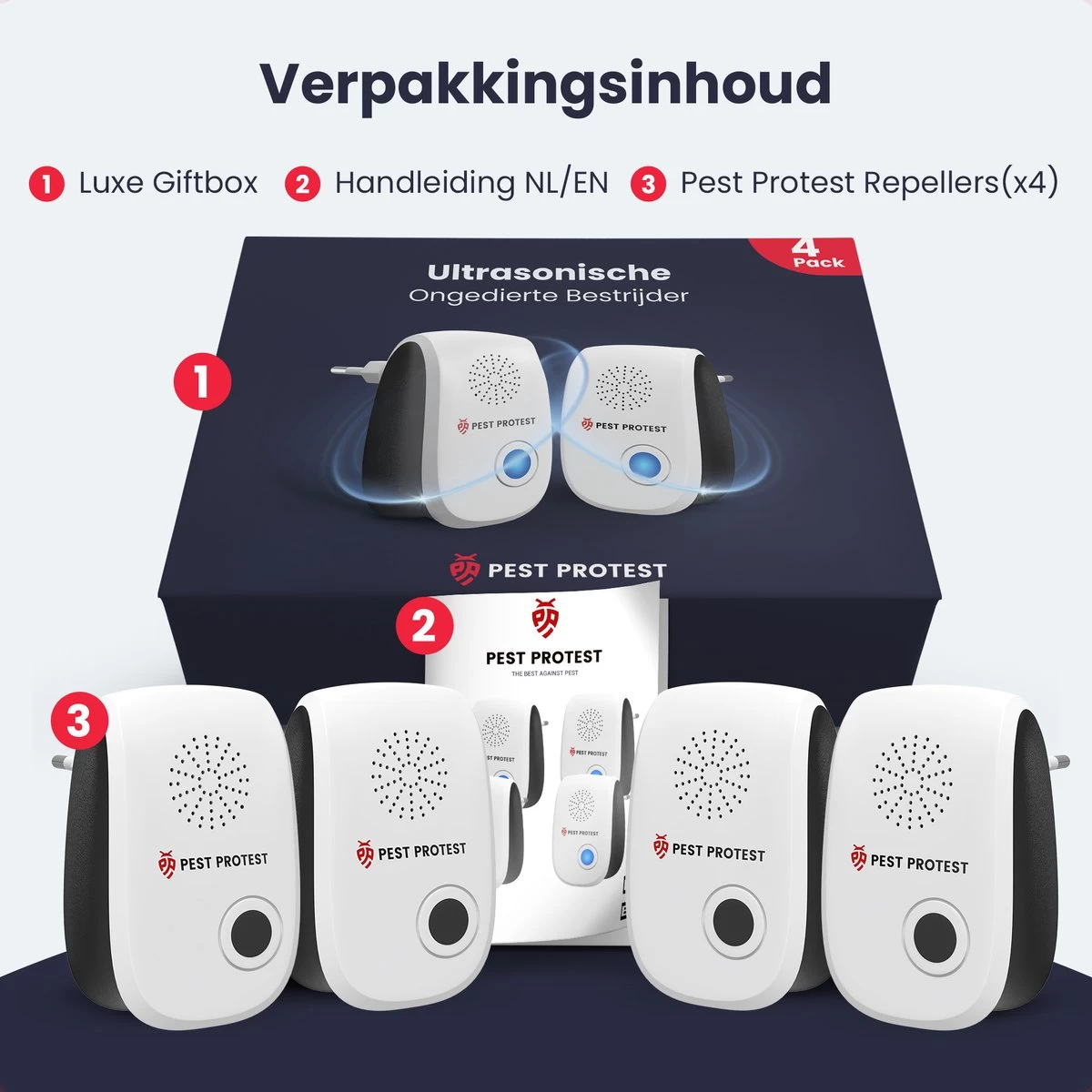 4-Pack Pest Protest® Muizenverjager – Ongedierte Verjager - Repeller Met Ultrasone – Insecten Reject – Diervriendelijk Muizen Bestrijding 9 4-Pack Pest Protest® Muizenverjager – Ongedierte Verjager - Repeller Met Ultrasone – Insecten Reject – Diervriendelijk Muizen Bestrijding - Afbeelding 9