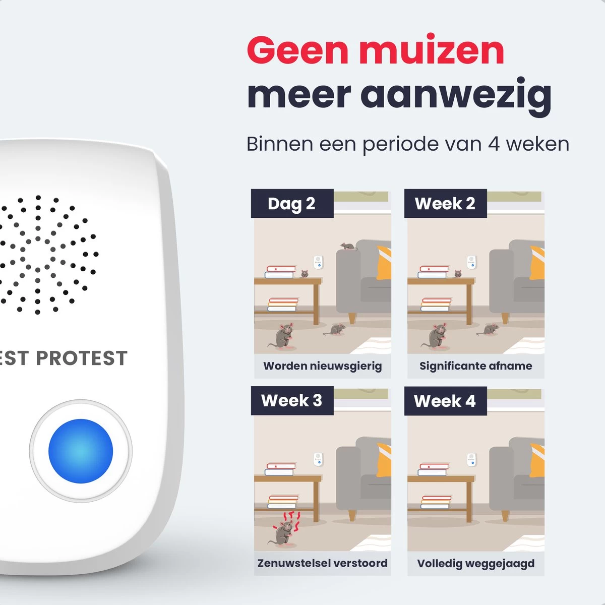 4-Pack Pest Protest® Muizenverjager – Ongedierte Verjager - Repeller Met Ultrasone – Insecten Reject – Diervriendelijk Muizen Bestrijding 10 4-Pack Pest Protest® Muizenverjager – Ongedierte Verjager - Repeller Met Ultrasone – Insecten Reject – Diervriendelijk Muizen Bestrijding - Afbeelding 10