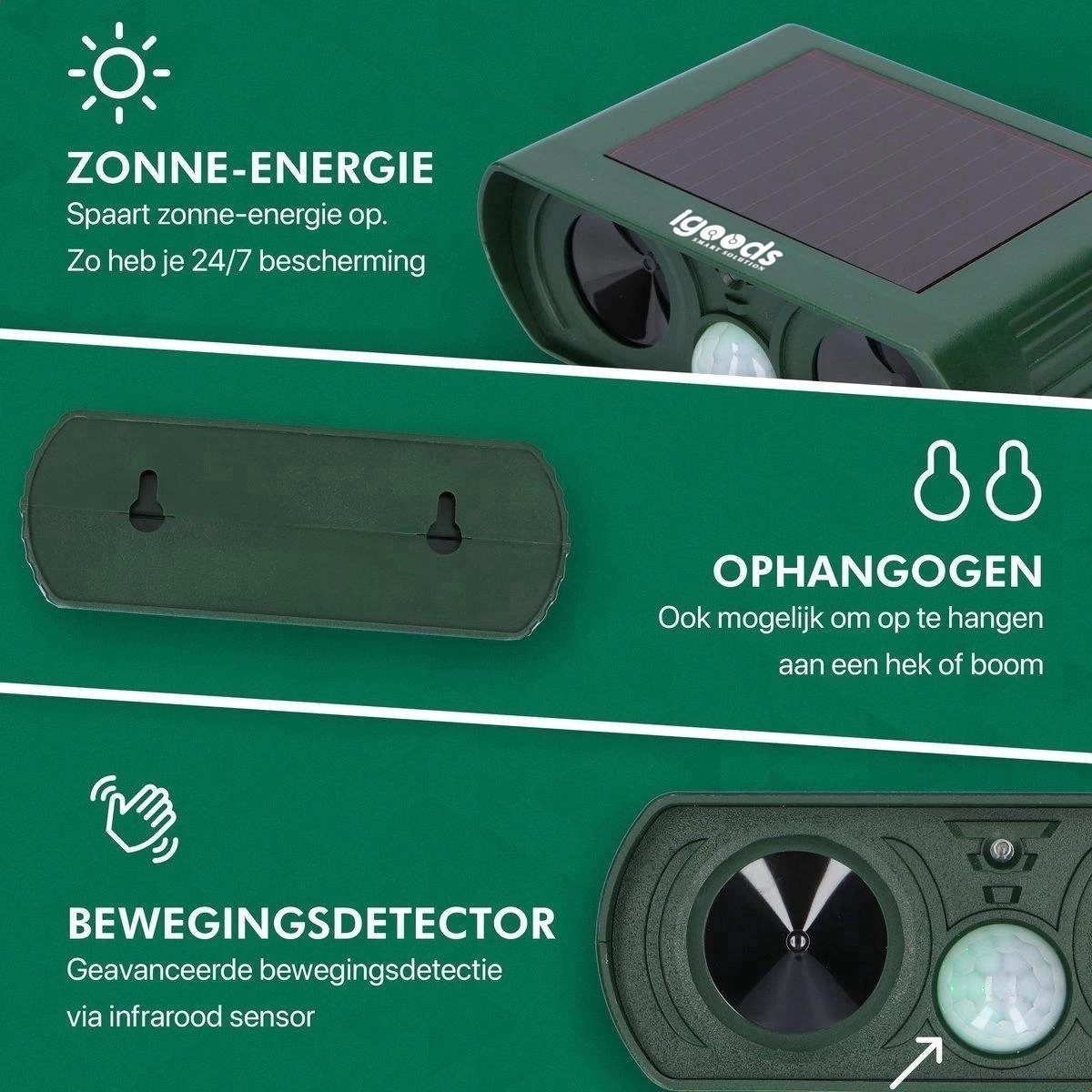 Igoods Kattenverjager Op Zonneenergie - Kattenschrik - Katten Afweermiddel 2 Igoods Kattenverjager Op Zonneenergie - Kattenschrik - Katten Afweermiddel - Afbeelding 2
