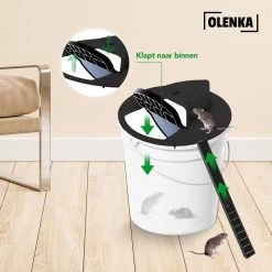 Olenka - Diervriendelijke Muizenval - Rattenval - Muizenverjager - Inclusief Emmer - Voor Binnen En Buiten - Verbeterd Model 2023 - Inclusief E-Book - Zwart -Gardena Winkel 1200x1200 2489