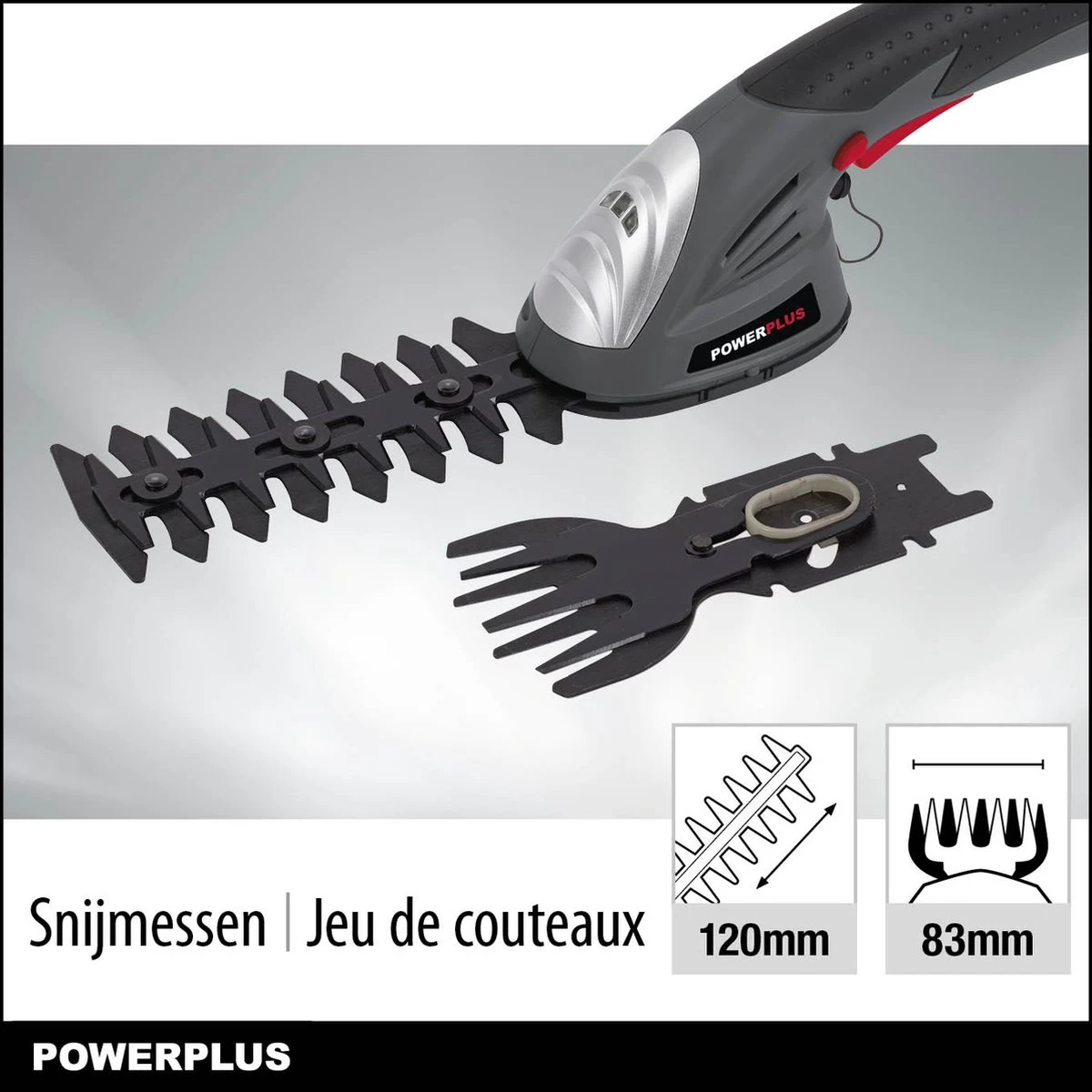 Powerplus POWEG4500 Gras-/Heggenschaar Accu - 7.2V - Snoeien En Knippen - Zwaardlengte 83/120mm - Mesafstand 8mm - Incl. 1,5Ah Accu En Lader - Haagschaar Voor Tuinonderhoud 5 Powerplus POWEG4500 Gras-/Heggenschaar Accu - 7.2V - Snoeien En Knippen - Zwaardlengte 83/120mm - Mesafstand 8mm - Incl. 1,5Ah Accu En Lader - Haagschaar Voor Tuinonderhoud - Afbeelding 5