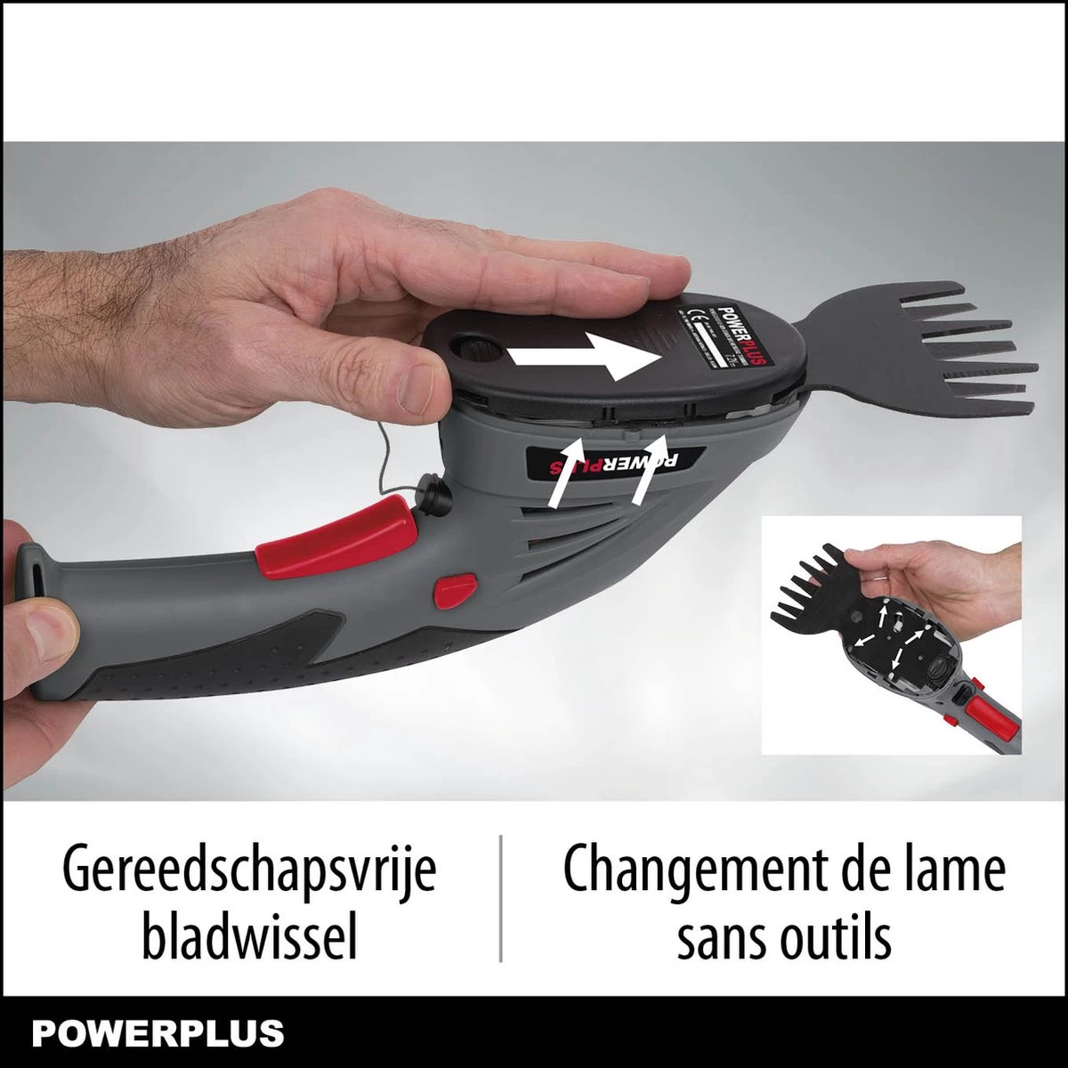 Powerplus POWEG4500 Gras-/Heggenschaar Accu - 7.2V - Snoeien En Knippen - Zwaardlengte 83/120mm - Mesafstand 8mm - Incl. 1,5Ah Accu En Lader - Haagschaar Voor Tuinonderhoud 6 Powerplus POWEG4500 Gras-/Heggenschaar Accu - 7.2V - Snoeien En Knippen - Zwaardlengte 83/120mm - Mesafstand 8mm - Incl. 1,5Ah Accu En Lader - Haagschaar Voor Tuinonderhoud - Afbeelding 6