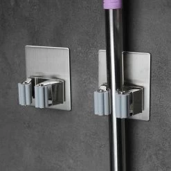 Merkloos Mop Houder - Mop - Houder - Bezem Ophangsysteem - Bezem Houder - Hanger - Staal