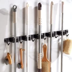 BOTC Bezemhouder - 5 Houders 6 Haken - Gereedschapshouder - Zeflklevend - Bezem Ophangsysteem - Ophanghaken - Tuingereedschap -Gardena Winkel 1200x1200 591