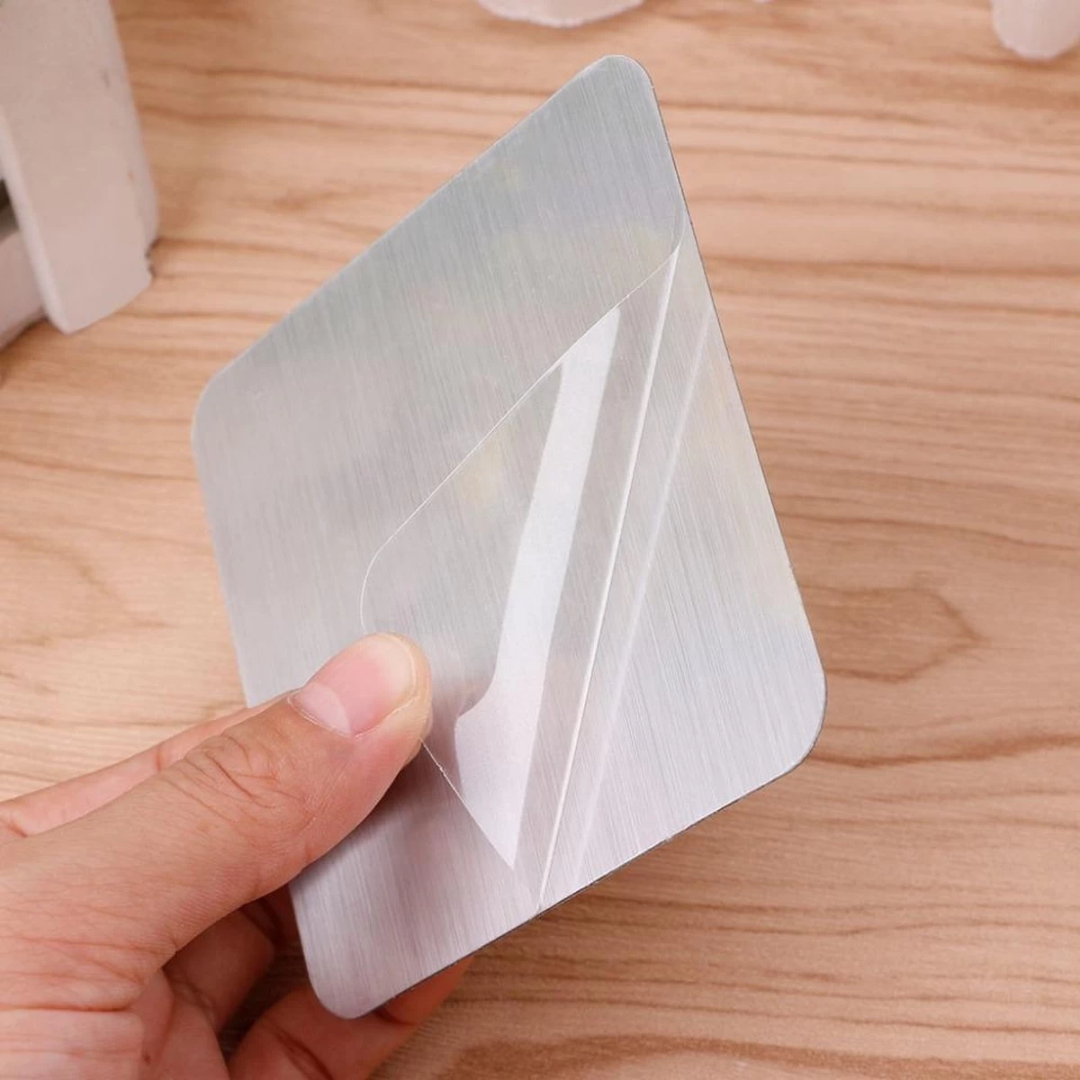 Bezem Houder - Zelfklevend - Zilverkleurig 2 Bezem Houder - Zelfklevend - Zilverkleurig - Afbeelding 2