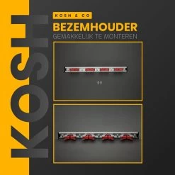 Merkloos Stevige Bezemhouder - Aluminium - Ophangsysteem Bezem - 5 Haken & 4 Houders - Gereedschaphouder - Opbergsysteem -Gardena Winkel 1200x1200 603