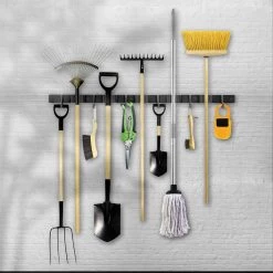 Bezem Ophangsysteem – Bezemhouder – Tuingereedschap – RVS – 5 Houders – 6 Haken - BAULK® -Gardena Winkel 1200x1200 640