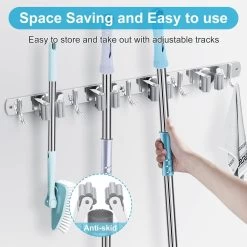 BOTC Bezemhouder - 5 Houders 6 Haken Bezem Ophangsysteem - Zeflklevend - Opbergsysteem - Ophanghaken - Tuingereedschap - Gereedschap Opbergen -Gardena Winkel 1200x1200 656