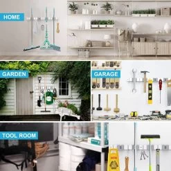 BOTC Bezemhouder - 5 Houders 6 Haken Bezem Ophangsysteem - Zeflklevend - Opbergsysteem - Ophanghaken - Tuingereedschap - Gereedschap Opbergen -Gardena Winkel 1200x1200 657