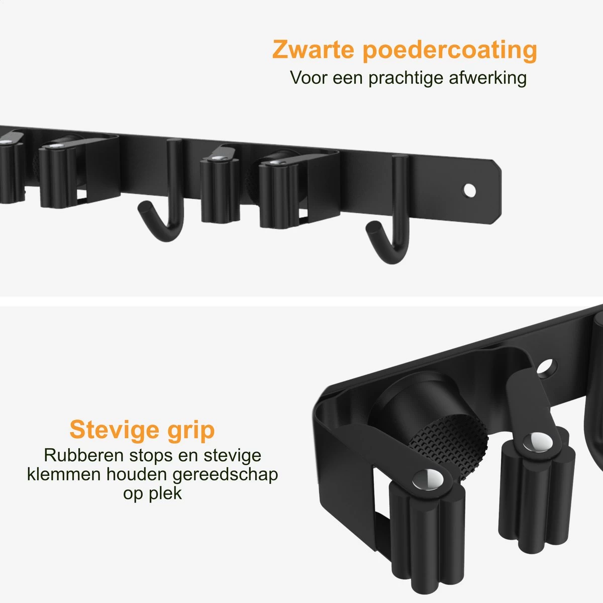 Volcan Bezemhouder - Bezem Ophangsysteem Tuingereedschap - Gereedschapshouder - Zelfklevend - 3M Tape - 3 Houders 4 Haken - RVS Zwart 3 Volcan Bezemhouder - Bezem Ophangsysteem Tuingereedschap - Gereedschapshouder - Zelfklevend - 3M Tape - 3 Houders 4 Haken - RVS Zwart - Afbeelding 3