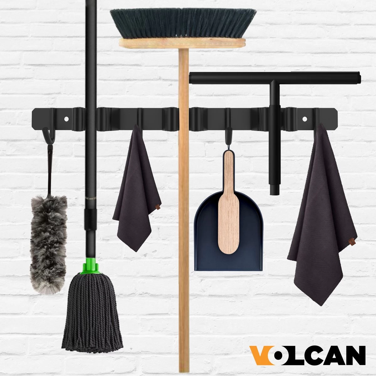 Volcan Bezemhouder - Bezem Ophangsysteem Tuingereedschap - Gereedschapshouder - Zelfklevend - 3M Tape - 3 Houders 4 Haken - RVS Zwart 5 Volcan Bezemhouder - Bezem Ophangsysteem Tuingereedschap - Gereedschapshouder - Zelfklevend - 3M Tape - 3 Houders 4 Haken - RVS Zwart - Afbeelding 5