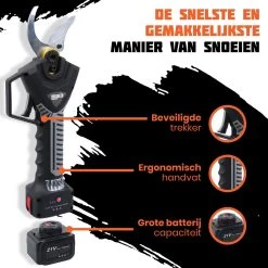 Reichlër® Elektrische Snoeischaar - 40 Mm Snijdiameter - 2x Accu - Anti-cut Functie - Heggenschaar - Takkenschaar - Zwart -Gardena Winkel 1200x1200 72