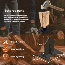 Miseru Houtklover – Geen Bijl Nodig – No Axe - Houtsplijter – Houtkliever – HANDMADE In Holland - Houtklover Voor Aanmaakhout – Metaal -Gardena Winkel 1200x1200 759