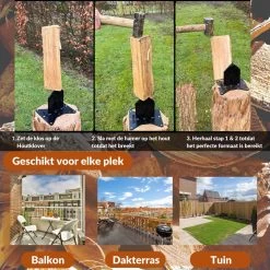 Miseru Houtklover – Geen Bijl Nodig – No Axe - Houtsplijter – Houtkliever – HANDMADE In Holland - Houtklover Voor Aanmaakhout – Metaal -Gardena Winkel 1200x1200 764