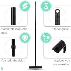 CLEANLY® Rubberen Bezem Met Vloerwisser - Kappersbezem - Zachte Bezem Binnen & Buiten - Vloertrekker Met Steel - 68-150 Cm -Gardena Winkel 1200x1200 8