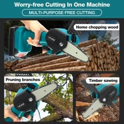 Merkloos Mini Accu Kettingzaag - 4 Inch Elektrische Boomzaag - Handkettingzaag - Met 2 Accu En 1 Oplader - Voor Tuinboom Ranch Bomen Snijden Hout- Blauw -Gardena Winkel 1200x1200 804
