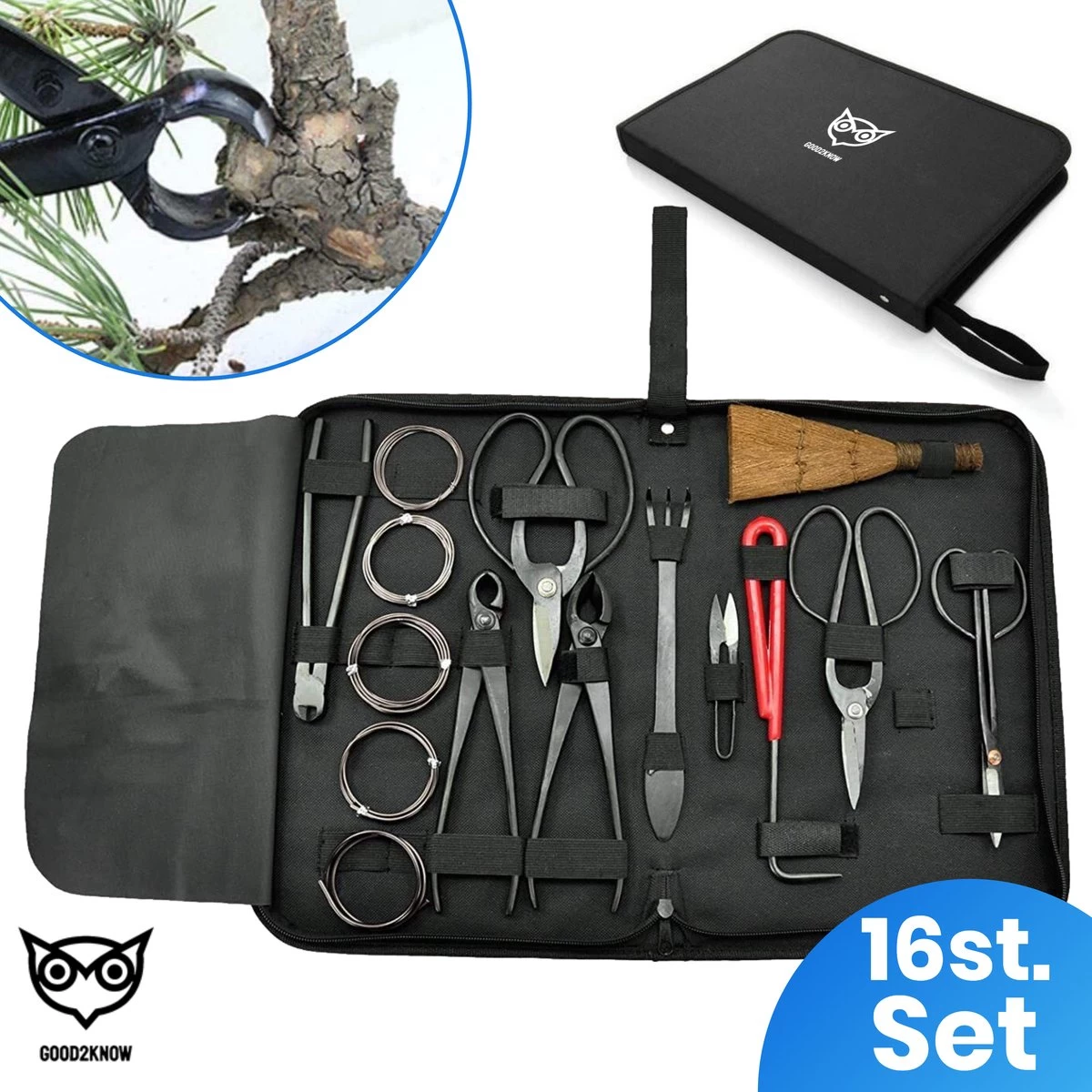 Good2know Bonsai Gereedschap Set – 16 Delig – Bonsai Starters Kit – Bonsai Boompje Verzorgingskit - Tuingereedschap 1 Good2know Bonsai Gereedschap Set – 16 Delig – Bonsai Starters Kit – Bonsai Boompje Verzorgingskit - Tuingereedschap