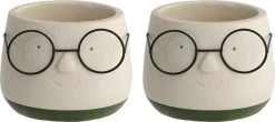2x Bloempot Met Gezicht - Ø8 X H6,5 Cm - Bloempotten Voor Binnen Met Bril/Face/Hoofd -Gardena Winkel 1200x533 1