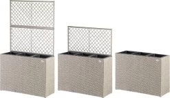Casaria Polyrattan Bloembak – 3 Bakken Klimophek - Crème -Gardena Winkel 1200x697 3